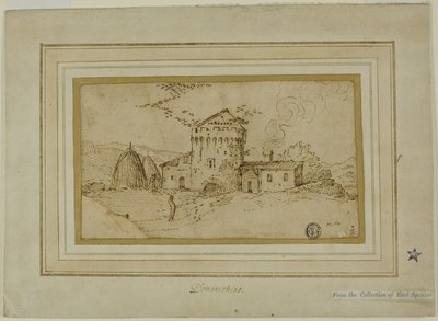 Fattoria con torre e pagliai da Domenichino