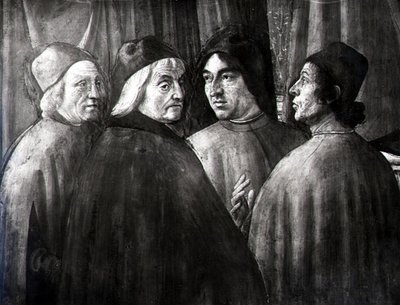 Zaccaria nel tempio, dettaglio del gruppo maschile da Domenico Ghirlandaio