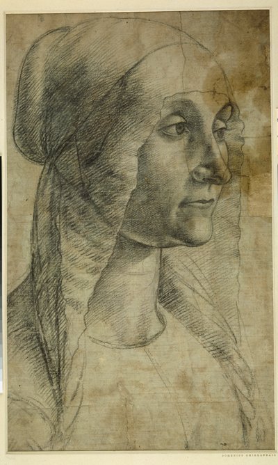Testa di una donna con cuffia da Domenico Ghirlandaio