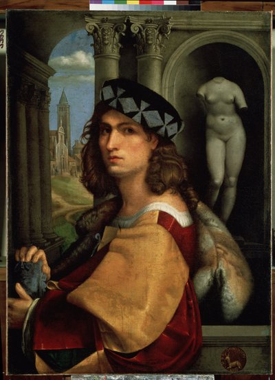 Ritratto di giovane uomo o autoritratto da Domenico (attr.to) Capriolo