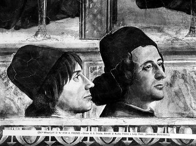 Ritratti di Matteo Franco e Luigi Pulci (1432-84) dal Ciclo della Vita di San Francesco, c.1483 da Domenico Ghirlandaio