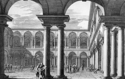 Cortile del palazzo di Brera a Milano, che ospita l