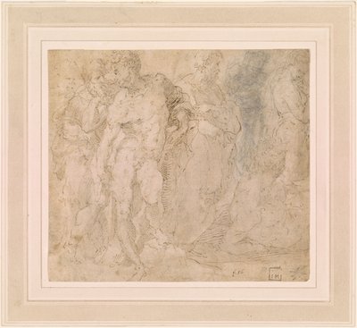 Beccafumi - Nudo maschile stante tra un gruppo di figure, di cui una sdraiata, 1530-1540 ca. da Domenico Beccafumi