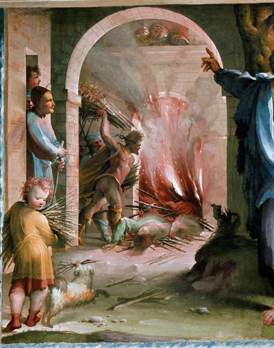 Publio Mucio Scevola (II secolo a.C.) getta i suoi colleghi nel rogo Affresco di Domenico di Giacomo di Pace detto Beccafumi (1486-1551) 1529-1530 Siena, Palazzo Casini Casuccini da Domenico Beccafumi