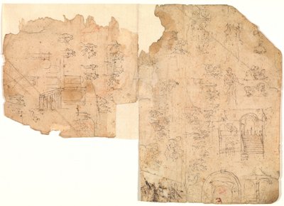Schizzi per figure, composizioni e ambientazioni architettoniche da Domenico Beccafumi