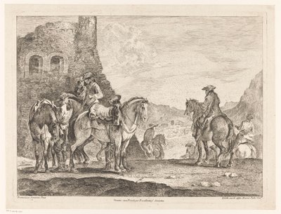 Cavalieri presso una rovina da Domenico Bernardo Zilotti
