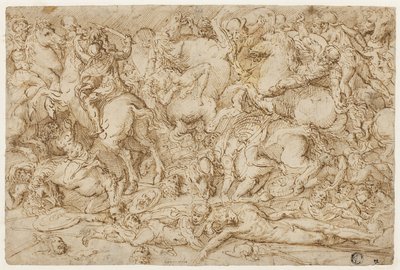 Scena di battaglia con cavalli e uomini da Domenico Campagnola