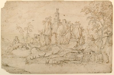 Paesaggio fantastico con mulino ad acqua da Domenico Campagnola