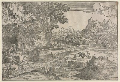 Paesaggio con San Girolamo e due leoni, c. 1530-35 da Domenico Campagnola
