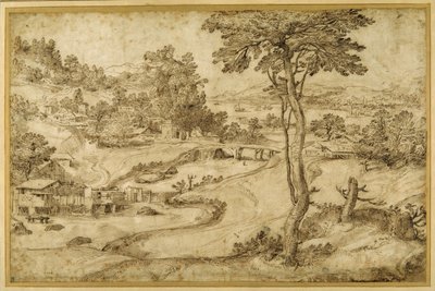 Paesaggio con un fiume tortuoso da Domenico Campagnola