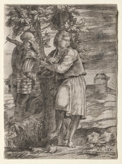 Pastore e vecchio guerriero, 1517 da Domenico Campagnola