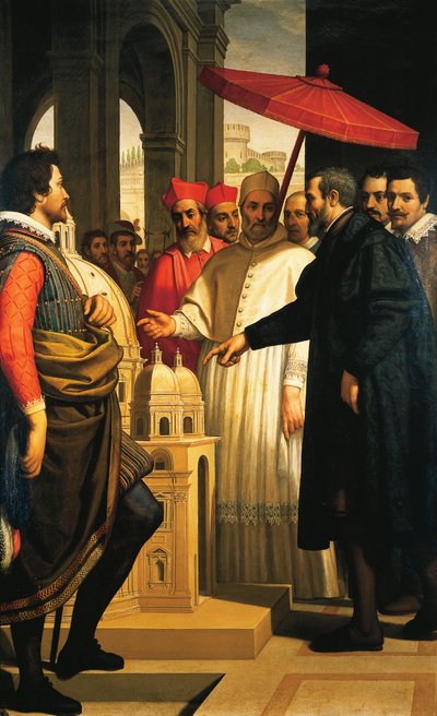 Michelangelo presenta il modello per il completamento di San Pietro a Papa Pio IV da Domenico Cresti