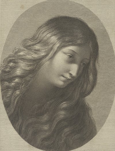 La testa di Maria Maddalena che guarda in basso a destra, in una cornice ovale, dopo Ren..., ca. 1745-1803 da Domenico Cunego