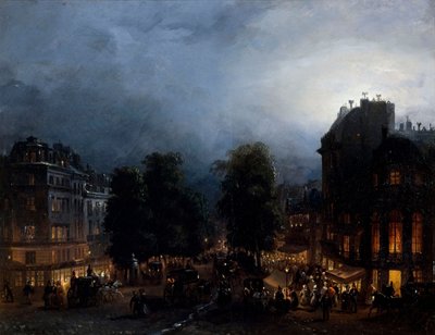 Boulevard des Italiens di notte, ca 1835 da Domenico Ferri