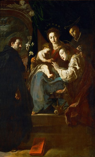 Barocco: Il matrimonio mistico di Santa Caterina, con San Domenico e San Pietro martire da Domenico Fetti or Feti