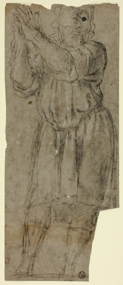 Uomo in Preghiera (recto); Studio di Drappeggio (verso) da Domenico Fiasella