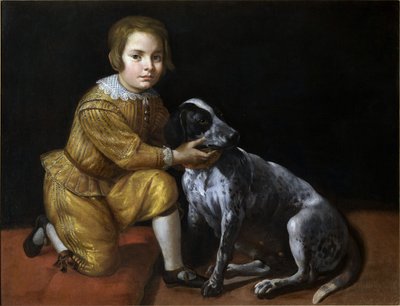 Ritratto di un ragazzo con un cane da Domenico Fiasella