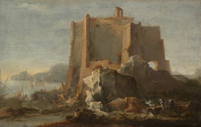 Paesaggio con roccia e fortezza, c. 1640-50 da Domenico Gargiulo
