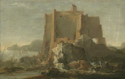 Paesaggio con roccia e fortezza da Domenico Gargiulo