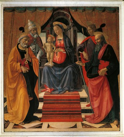 Sacra Conversazione. La Vergine Maria e Gesù Cristo circondati da San Pietro, San Paolo, San Sebastiano e Papa San Clemente da Domenico Ghirlandaio