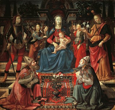 Madonna col Bambino in trono, San Zenobio, San Giusto, San Michele Arcangelo e San Raffaele Arcangelo, di Domenico Ghirlandaio da Domenico Ghirlandaio