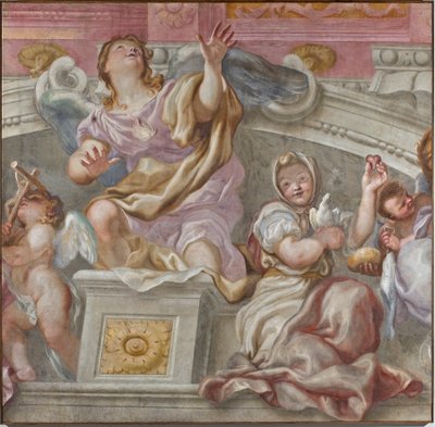 Gruppo di Virtù: Fede, Desiderio verso Dio, Sincerità, Carità, 1683-84 da Domenico I Piola