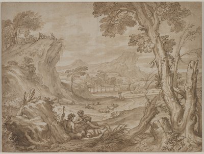 Paesaggio con Pastori da Domenico I Piola