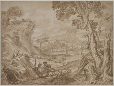 Paesaggio con pastori da Domenico I Piola