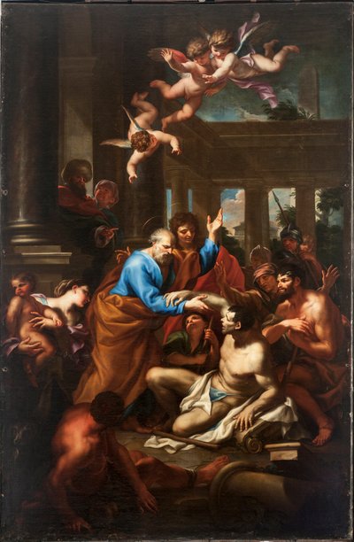 Il miracolo di San Pietro (olio su tela) da Domenico I Piola