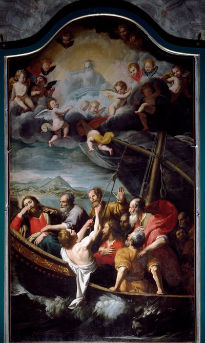 San Nicola calma la tempesta. Dipinto di Domenico Fiasella detto il Sarzana (1589-1669) da Domenico Il Sarzana Fiasella