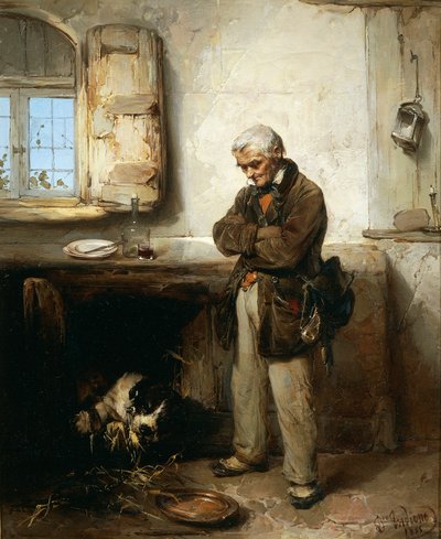 Vecchio e cane, circa 1855 da Domenico Induno