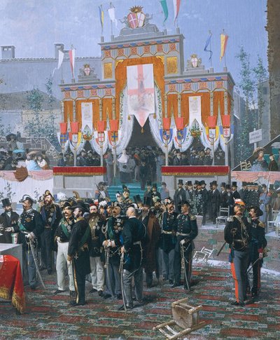 La posa della prima pietra della Galleria Vittorio Emanuele a Milano da Domenico Induno