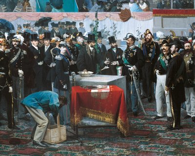 La posa della prima pietra della Galleria Vittorio Emanuele a Milano, di Domenico Induno, (dettaglio) da Domenico Induno