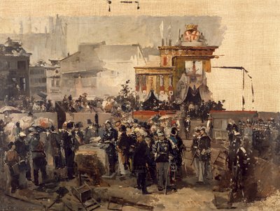 La posa della prima pietra della Galleria Vittorio Emanuele II a Milano, 7 marzo da Domenico Induno