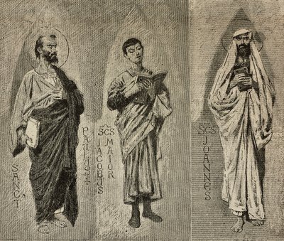 San Paolo, San Giacomo il Maggiore e San Giovanni, cartoni di Domenico Morelli per il mosaico del Duomo di Amalfi, Italia da Domenico Morelli