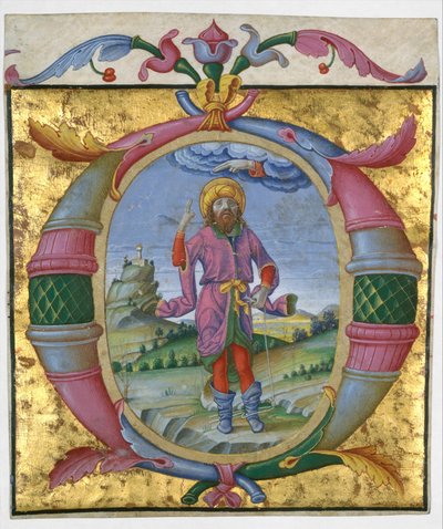 Davide con il piede in un cappio in una iniziale O da Domenico Morone