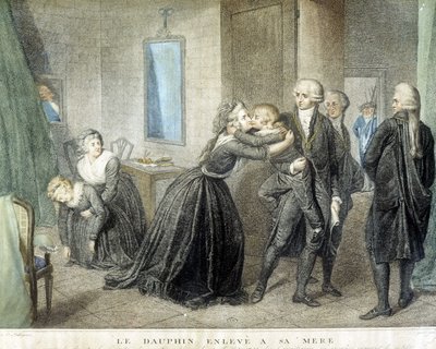 Il delfino Luigi rapito dalla madre Maria Antonietta (nella loro prigione del Tempio), 1 luglio da Domenico Pellegrini