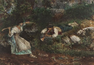 Una contadina italiana corteggiata da un pastore da Domenico Pennacchini
