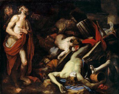 Giobbe e i suoi figli, c. 1650 da Domenico Piola
