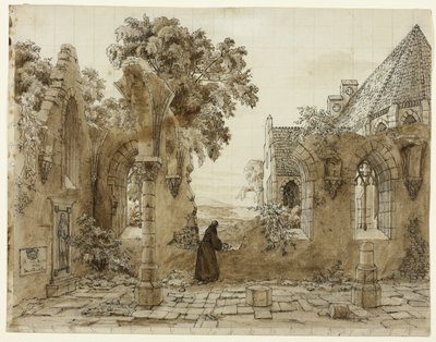 Monaco nelle rovine di un monastero da Domenico Quaglio