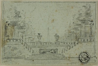 Scala e terrazza nel giardino formale da Domenico Quaglio