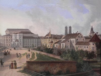 Tedesco: Die Königliche Residenz von Nordosten im Jahr 1827 La residenza reale a Monaco di Baviera da Nord Est nel 1827 da Domenico Quaglio the Younger