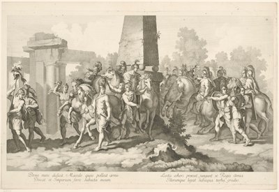 Soldati presso un obelisco (serie del trionfo di Alessandro Magno a Babilonia) da Domenico Rossetti