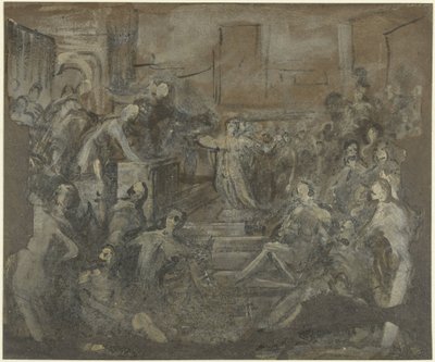 Santa Caterina in discussione con gli scribi da Domenico Tintoretto