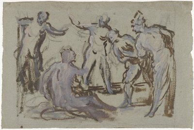 Giobbe sul letamaio, circondato dai suoi amici da Domenico Tintoretto