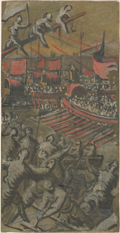 Navi veneziane che attaccano Costantinopoli da Domenico Tintoretto