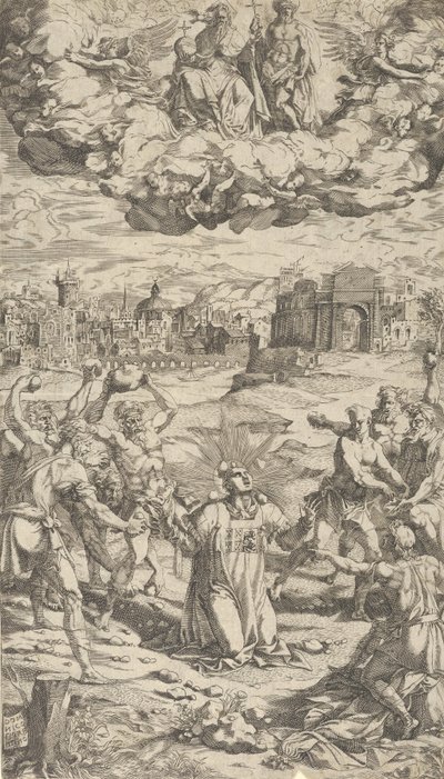 La Lapidazione di Santo Stefano, 16° secolo da Domenico del Barbiere