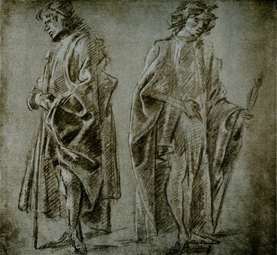 Studi di drappeggio per due figure maschili da Domenico school of Ghirlandaio