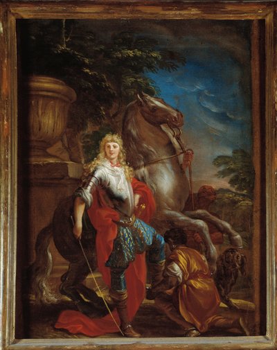 Ritratto di gentiluomo genovese con il suo cavallo da Domenico the Elder Piola