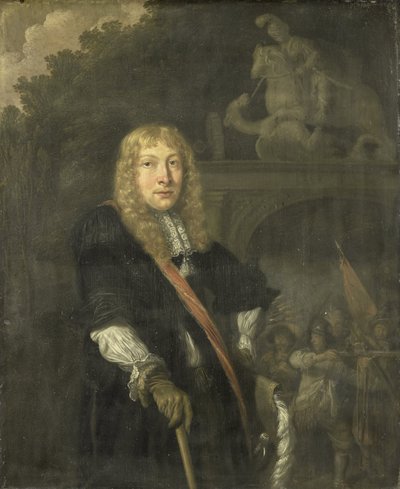 Ritratto di un ufficiale della guardia civica di Leiden davanti al cancello del quartier generale delle guardie di San Giorgio da Domenicus van Tol